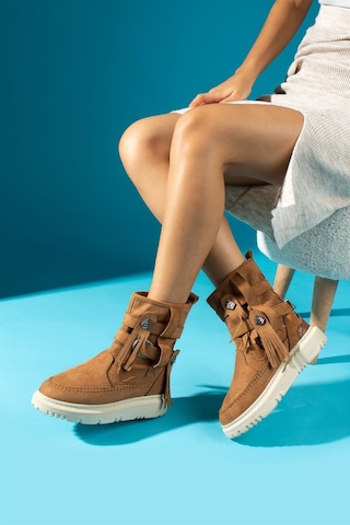 Shoetek Filipa Kadın Bot&bootie Püsküllü Postal Taba Süet Taba Suet