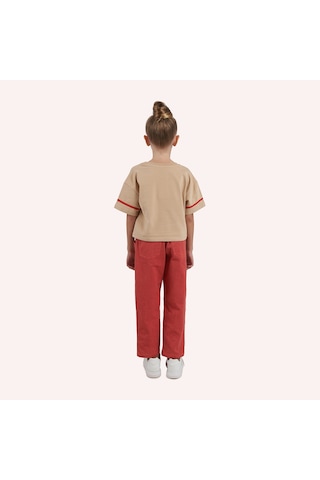Panço Kız Çocuk Baskı Detaylı T-shirt Bej 2421gk05022-4972 001