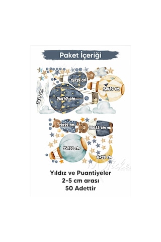MSticker Ayıcıklar Ve Uçan Balonlar Çocuk Bebek Odası Duvar Sticker Seti - Ayıcıklar Ve Balonlar