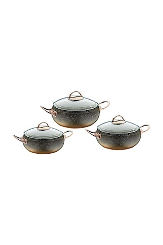 Oms Granit Küre Güveç Set 6 Parça Gold 3031