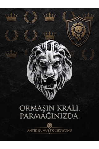 Aslan.gümüş.kaplama.yüzük.unisex