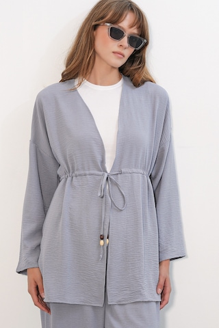 Bigdart Kadın Ayrobin Kimono Pantolon İkili Takım 30101- Gri