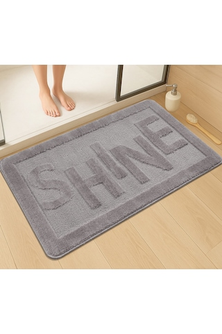 Doğal Kaymaz Taban Banyo Paspas Uzun Ömürlü Yumuşak Dokulu Su Emici Yıkanabilir Shine 60x100 Gri