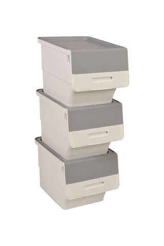 Technow Motek 33 Litre Beyaz Gri Tekerlekli 3 33 Lt 3'lü Set Organizer + Temizlik Seti Gri - Beyaz
