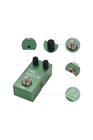 Ruicoo Gitar Tremolo Efek Pedalı Metal Kasa 6.35mm Giriş/çıkış, Hız Ve Derinlik Kontrolü, Led Gösterge