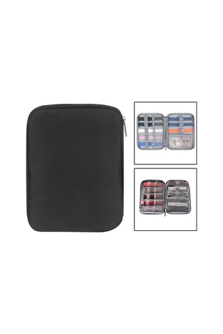 Homyl Saat Kordonları Saklama Çantası Kablo Seyahat Siyah