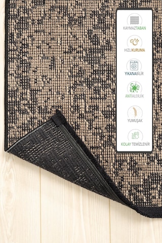 Rothi Pamuklu Kaymaz Taban Kahverengi Banyo Paspası 60x100 Yıkanabilir Modern Şönil