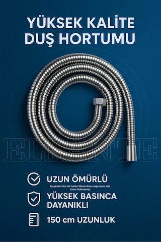 Yüksek Kalite Duş Spirali Hortumu Kromlu Banyo Duş Hortumu - 150cm Çok Renkli