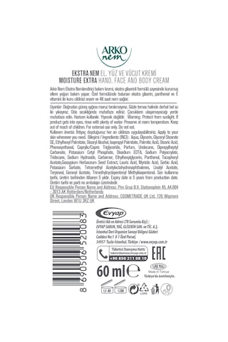 Arko Nem Yoğun Bakım Kremi Ekstra Nemlendirici 3x60 Ml