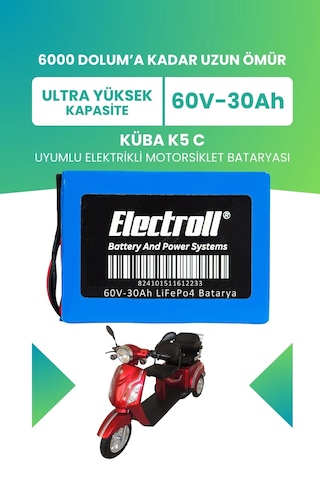 Küba K5 C Uyumlu Batarya Ultra Yüksek Kapasite Lifepo4 60v 30ah Elektrikli Motosiklet Bataryası