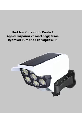 Uzaktan Kumandalı Güneş Enerjili Led Güvenlik Lambası Kamera Tipi Hareket Sensörlü Yeni Nesil Çok Renkli