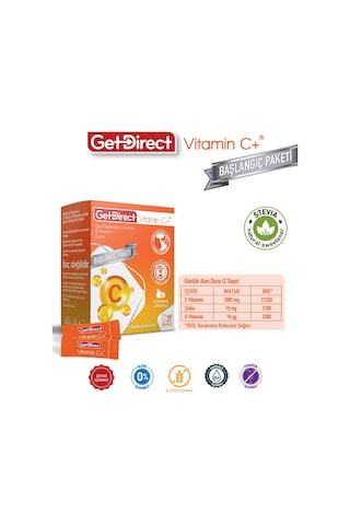 Vitamin C+ 1000 Mg C Vitamini, D Vitamini, Çinko 10 Saşe Uzun Salınımlı C Vitamini, Susuz Kullanım