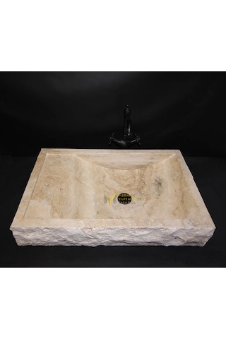 Traverten Sabunluklu Patlatma Lavabo