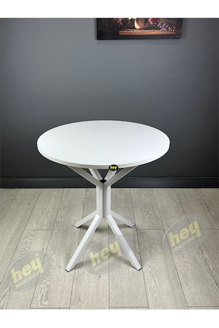 Pars 2 Kişilik Yuvarlak Mutfak Yemek Masası Takımı 2+1 Beyaz Kazayağı Kumaş 70 Cm Beyaz-kazayağı