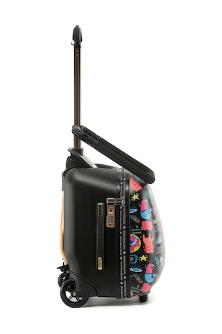 Renkli Desenli Binilebilir Çocuk Valizi Kabin Boy, Düşme Engelleyici Çok Renkli