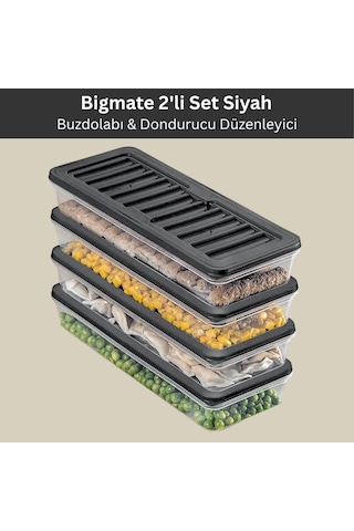 Bigmate 2'li Şeffaf Saklama Kabı 2x1 Lt Bgmt1115 Mikrodalga Buzdolabı Ve Dondurucu Uyumlu Düzenleyici Siyah