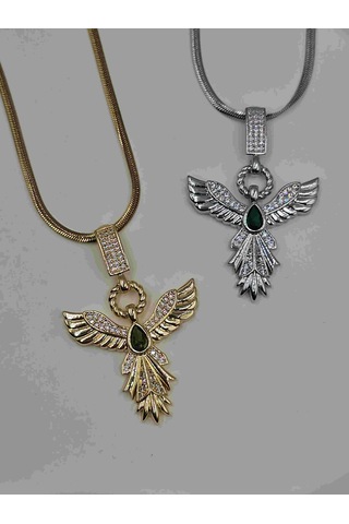 Çağla Şikel Ema Model Anka Kuşu Çelik Kolye Gümüş