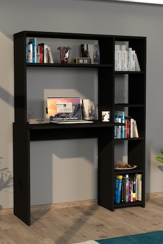 Moonlife Moonlife Duru Kitaplıklı Çalışma Masası Siyah