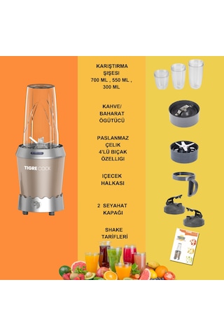Tigrecook Nutrishake EK-2305 3 in 11000W Kişisel Smoothie Blender