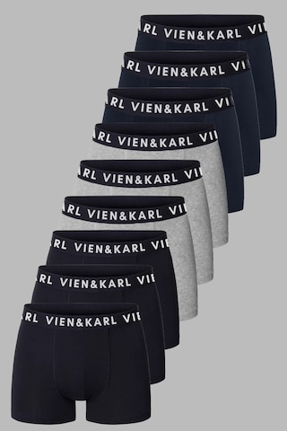 Erkek Siyah/Gri/Lacivert 9'lu Paket Düz Likralı Boxer Şort