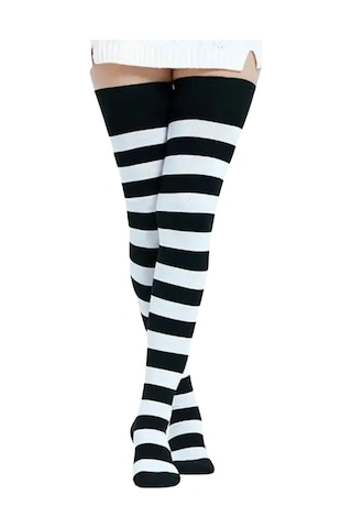 Kral Socks Kadın Dizüstü Çorap 2 Çift Düz Çizgili Pamuklu Dizüstü Siyah