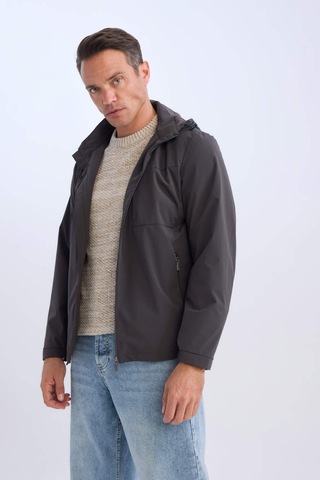 DeFacto Slim Fit Dar Kesim Kapüşonlu Astarlı Fermuarlı Cepli Mevsimlik Mont D7451AX25SPAR104