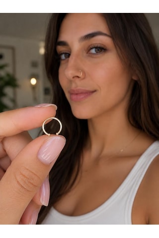 925 Ayar Gümüş Halka Burun Hızması 1 Cm Çap Gri Renk Minimal Unisex Nose Hoop Piercing çok renkli