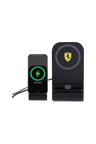 Ferrari Lisanslı Katlanabilir Baskılı Shield Logolu Standlı Magnetik Kablosuz Şarj Standı