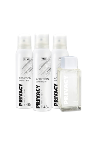 Privacy Addiction Kadın Parfüm EDT 100 ML + Addiction Kadın Sprey Deodorant 3 x 150 ML