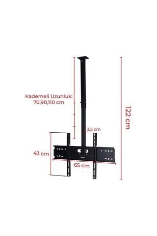 Powermaster Pm-32 Led/lcd/plazma 70-90-110 Cm Dar Ağız 45 Derece Açılı Tavan Tv Askı Aparatı