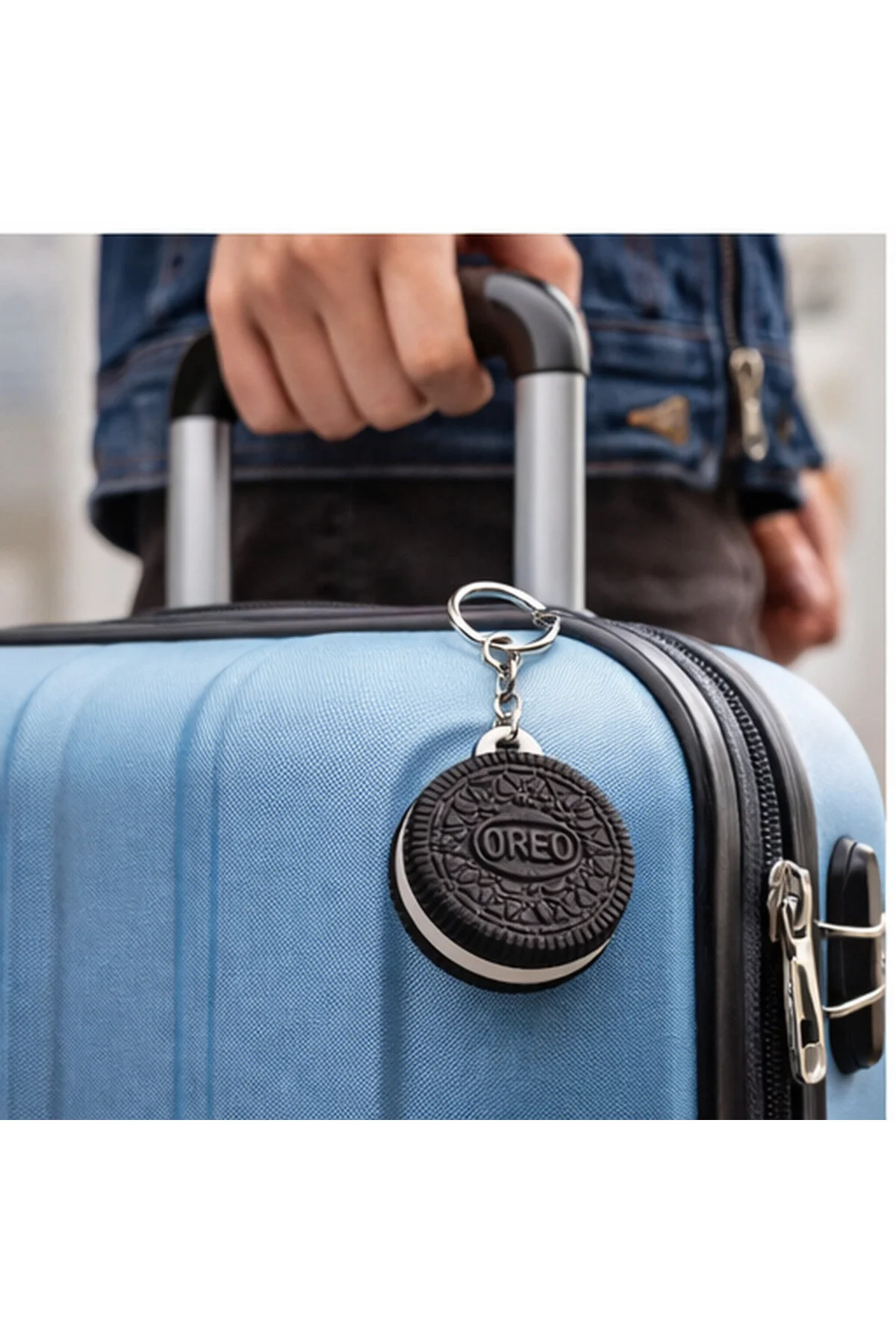 Apple Uyumlu AirTag Oreo Tasarımlı Gizli Anahtarlık Kılıf Çanta/valiz/anahtar İçin Tam Koruma Siyah