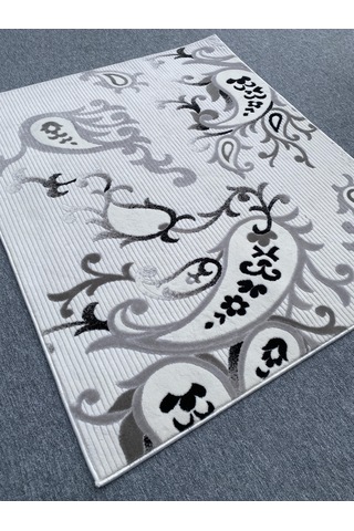 3997 N Gri Kesme Halı 135x160 Gri Beyaz Siyah Akrilik
