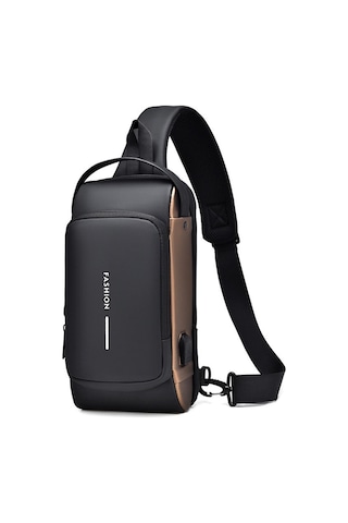 Sones Weıxıer X314 Su Geçirmez Spor Çapraz Askılı Sırt Çantası Usb Şarjlı Büyük Kapasiteli Tek Omuz Çantaları Siyah Altın