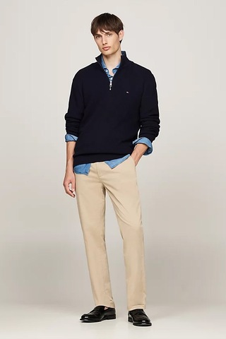 Erkek Denton Saten Düz Paça Chino Pantolon - Bej Beige