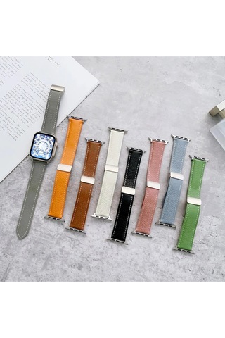 Ugr02 Apple Uyumlu Watch  42mm Kr414 Daks Deri Kordon - Pembe
