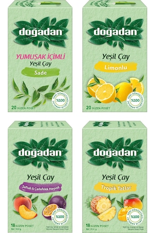 Doğadan Yeşil Çay Bardak Poşet 20 Li 4 Lü Karma Paket