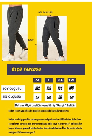 Trendhill Erkek Antrasit Üç Iplik Kışlık Eşofman Altı Edy5456a Antrasit Melanj