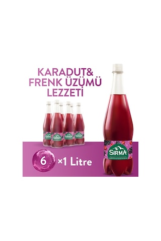 Sırma B Vitaminli Karadut & Frenk Üzümü Aromalı Doğal Maden Suyu 1 Lt X 6 Adet