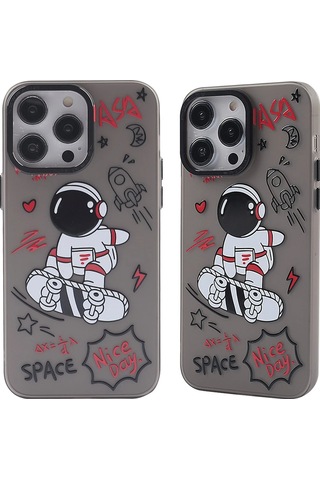 Cosmotex Newface iPhone Uyumlu 14 Pro Max Kılıf Prada Desenli Kapak - Prada Siyah - 1