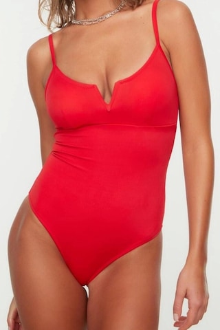 Ersefa Kadın Moda Atma Kap Askılı Brazilian Yaka Kırmızı Regular Mayo