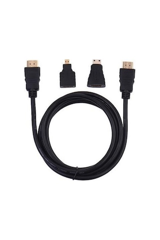 Alfais 4699 1.5 m 1.4V HDMI Kablo + Mini Micro Uç 3in1 Çevirici Dönüştürücü Adaptör Kablosu