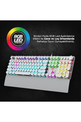 Lecoo KG1102 Kablolu Blue Switch Makro Tuşlu RGB Mekanik Gaming Türkçe Q Metalik Klavye