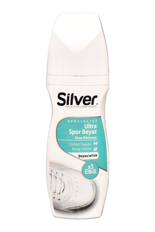Silver X3 Etkili Güçlendirilmiş Ultra Beyaz Spor Bez ve Kumaş Likit Ayakkabı Boyası 75 ML