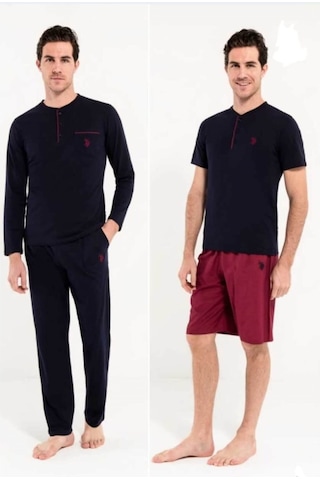 U.s. Polo Assn. 12000 Erkek 5'li Çeyizlik Ropdöşambır Set-bordo Bordo