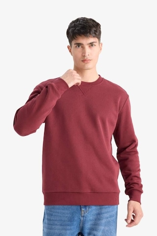Defacto Regular Fit Bisiklet Yaka Basic Düz Kalın Sweatshirt T3777az25aubr194 Bordo