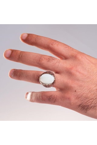 925 Ayar Gümüş Sedef Taşlı Erkek Yüzük