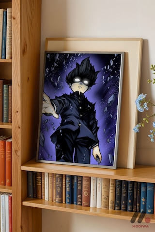 Mob Psycho Uzay Sahnesi Poster, Siyah Çerçeveli Duvar Tablosu - Anime Severlere Özel Hediye