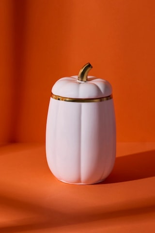 Kabak Porselen M Kapaklı Kavanoz 18x11 Cm Beyaz