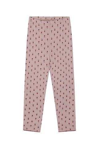 Antebies Organik Gots Sertifikalı Minik Güller Desenli, Uzun Kollu Tişört, Bel Lastikli Taytlı Kız Çocuk Pijama Takımı Pembe