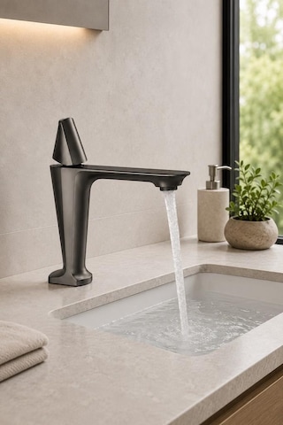 Vıta Kısa Lavabo Bataryası Mat Füme